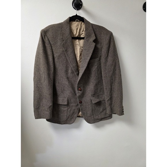 WFF by Farah Other - WFF‎ by Farah Men's Tweed Herringbone Blazer Sport Coat Brown 42R Vintage